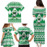 Personalized Power Green Ranger Santa Claus Family Matching Puletasi and Hawaiian Shirt Funny Christmas - Wonder Print Shop