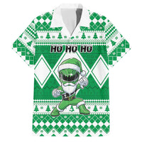 Personalized Power Green Ranger Santa Claus Family Matching Puletasi and Hawaiian Shirt Funny Christmas - Wonder Print Shop