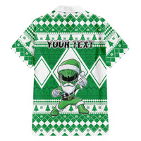 Personalized Power Green Ranger Santa Claus Family Matching Puletasi and Hawaiian Shirt Funny Christmas - Wonder Print Shop