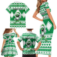 Personalized Power Green Ranger Santa Claus Family Matching Short Sleeve Bodycon Dress and Hawaiian Shirt Funny Christmas - Wonder Print Shop