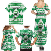Personalized Power Green Ranger Santa Claus Family Matching Summer Maxi Dress and Hawaiian Shirt Funny Christmas - Wonder Print Shop