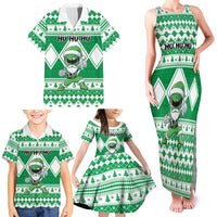Personalized Power Green Ranger Santa Claus Family Matching Tank Maxi Dress and Hawaiian Shirt Funny Christmas - Wonder Print Shop