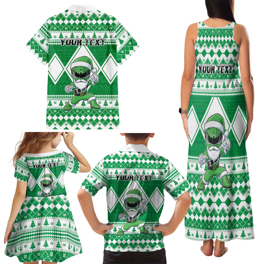 Personalized Power Green Ranger Santa Claus Family Matching Tank Maxi Dress and Hawaiian Shirt Funny Christmas - Wonder Print Shop