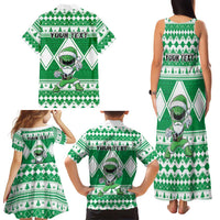 Personalized Power Green Ranger Santa Claus Family Matching Tank Maxi Dress and Hawaiian Shirt Funny Christmas - Wonder Print Shop