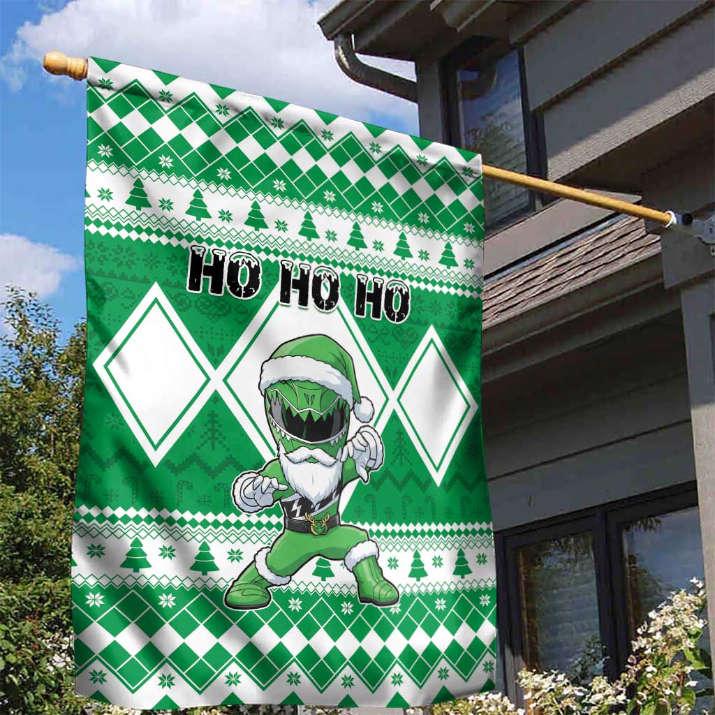Power Green Ranger Santa Claus Garden Flag Funny Christmas - Wonder Print Shop