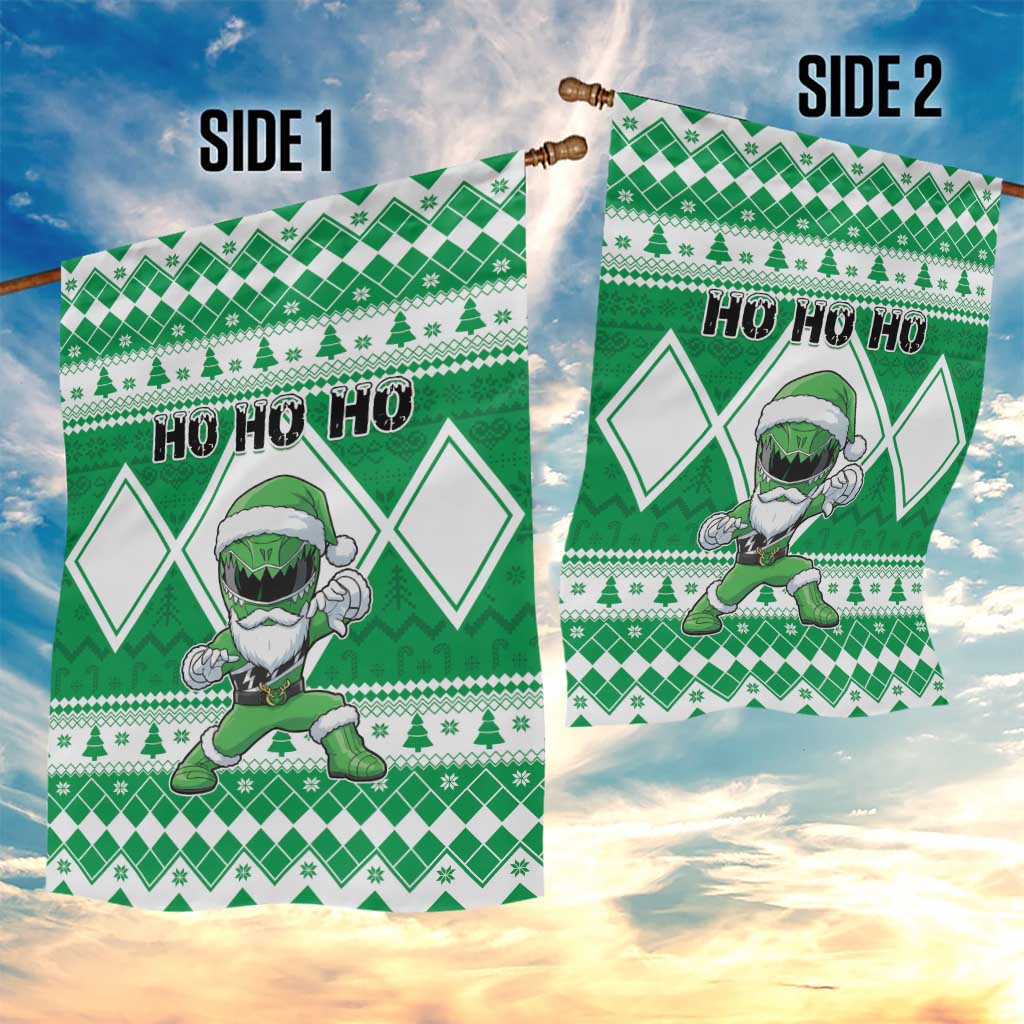 Power Green Ranger Santa Claus Garden Flag Funny Christmas - Wonder Print Shop