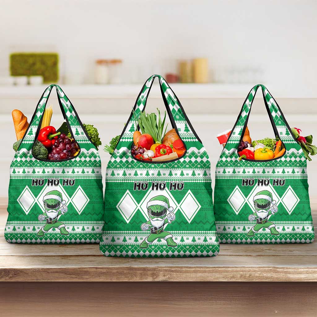 Power Green Ranger Santa Claus Grocery Bag Funny Christmas - Wonder Print Shop
