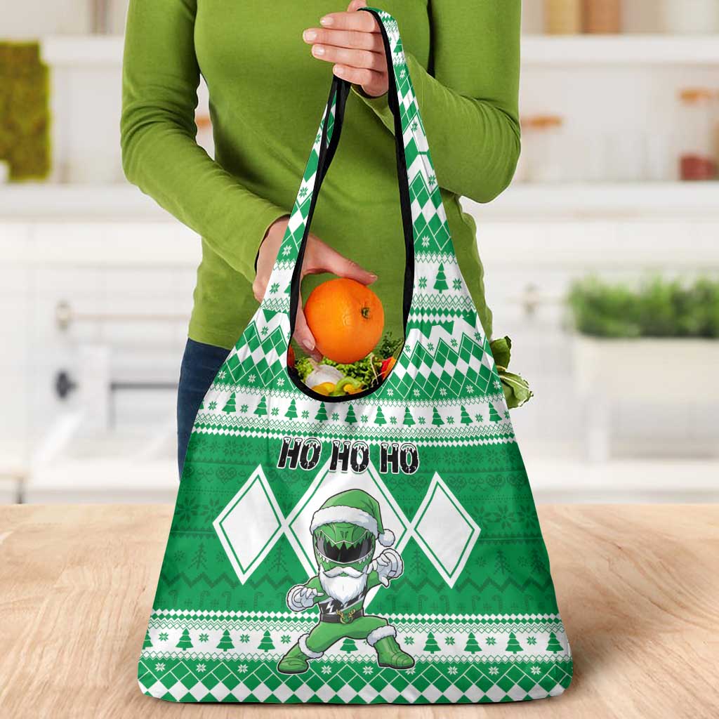 Power Green Ranger Santa Claus Grocery Bag Funny Christmas - Wonder Print Shop