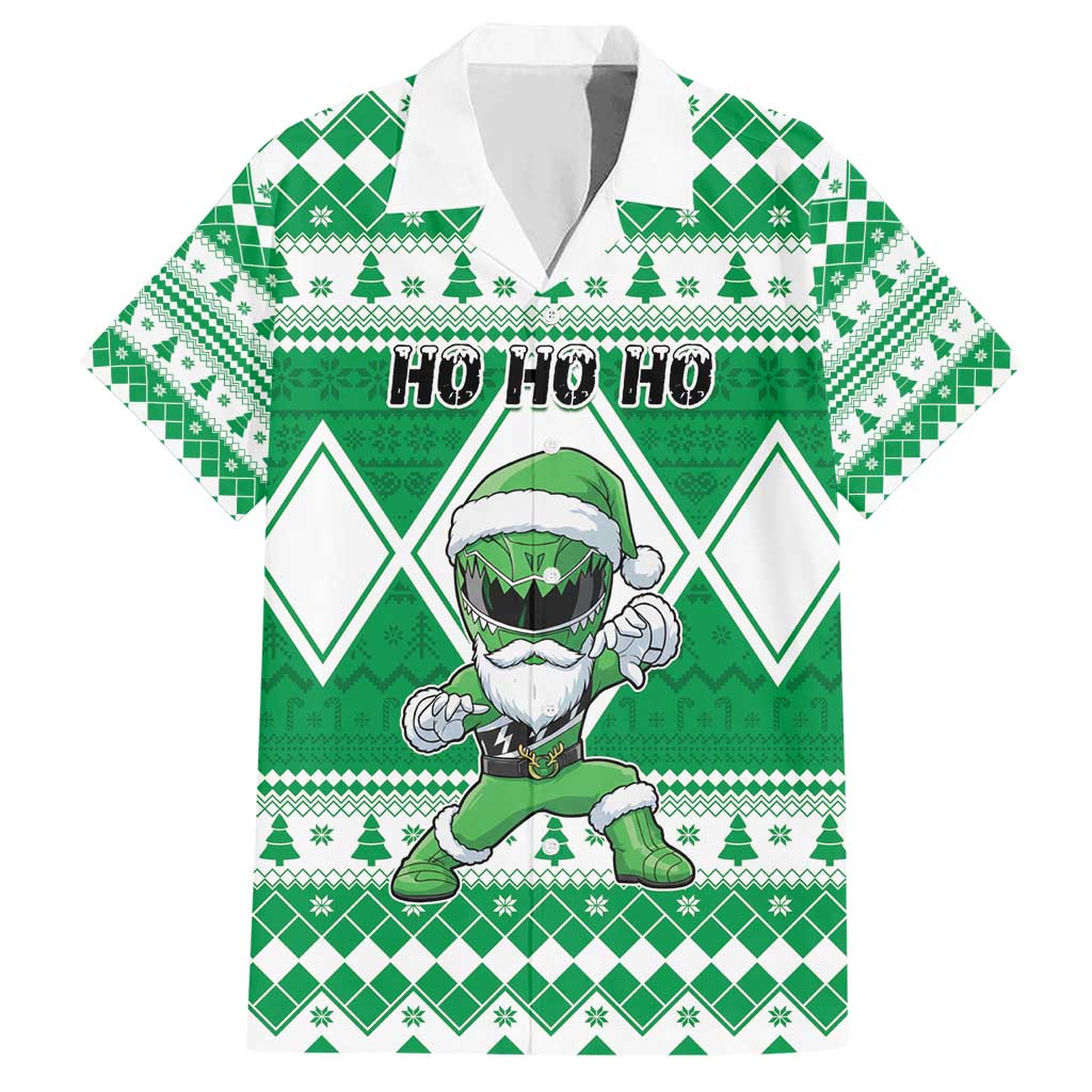 Personalized Power Green Ranger Santa Claus Hawaiian Shirt Funny Christmas - Wonder Print Shop