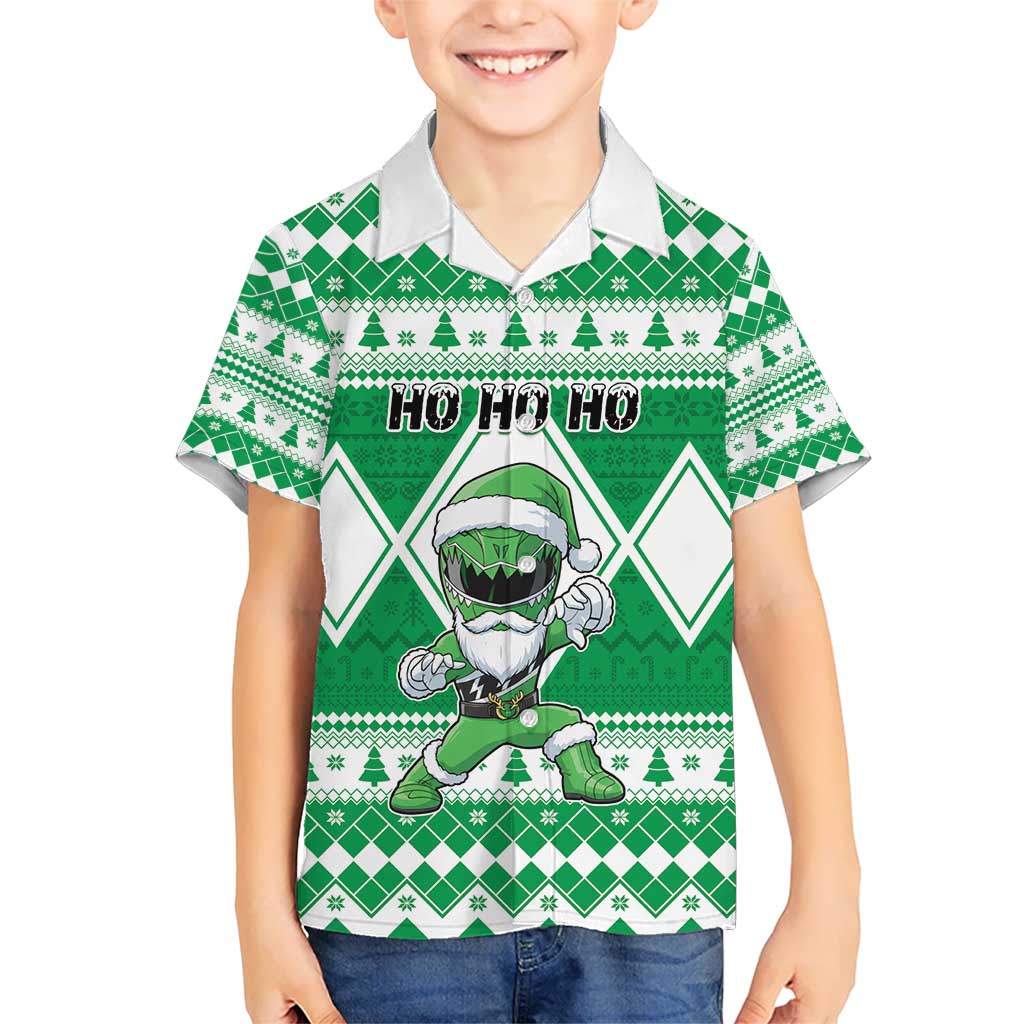 Personalized Power Green Ranger Santa Claus Hawaiian Shirt Funny Christmas - Wonder Print Shop