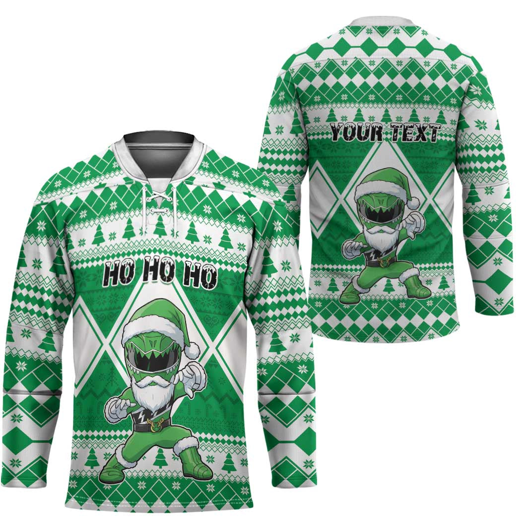 Personalized Power Green Ranger Santa Claus Hockey Jersey Funny Christmas - Wonder Print Shop