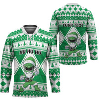 Personalized Power Green Ranger Santa Claus Hockey Jersey Funny Christmas - Wonder Print Shop