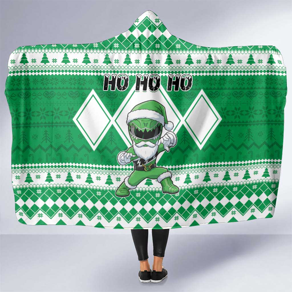 Power Green Ranger Santa Claus Hooded Blanket Funny Christmas - Wonder Print Shop