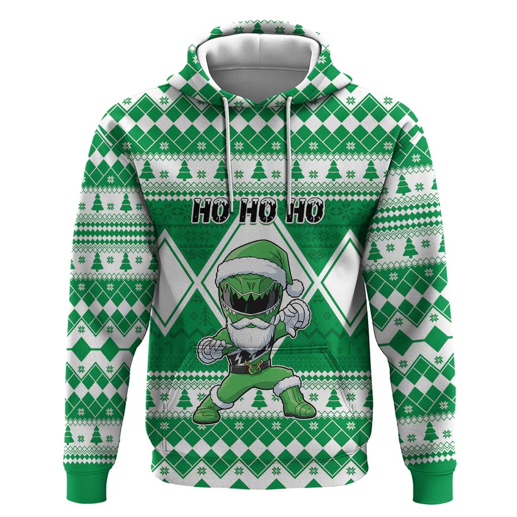 Personalized Power Green Ranger Santa Claus Hoodie Funny Christmas - Wonder Print Shop