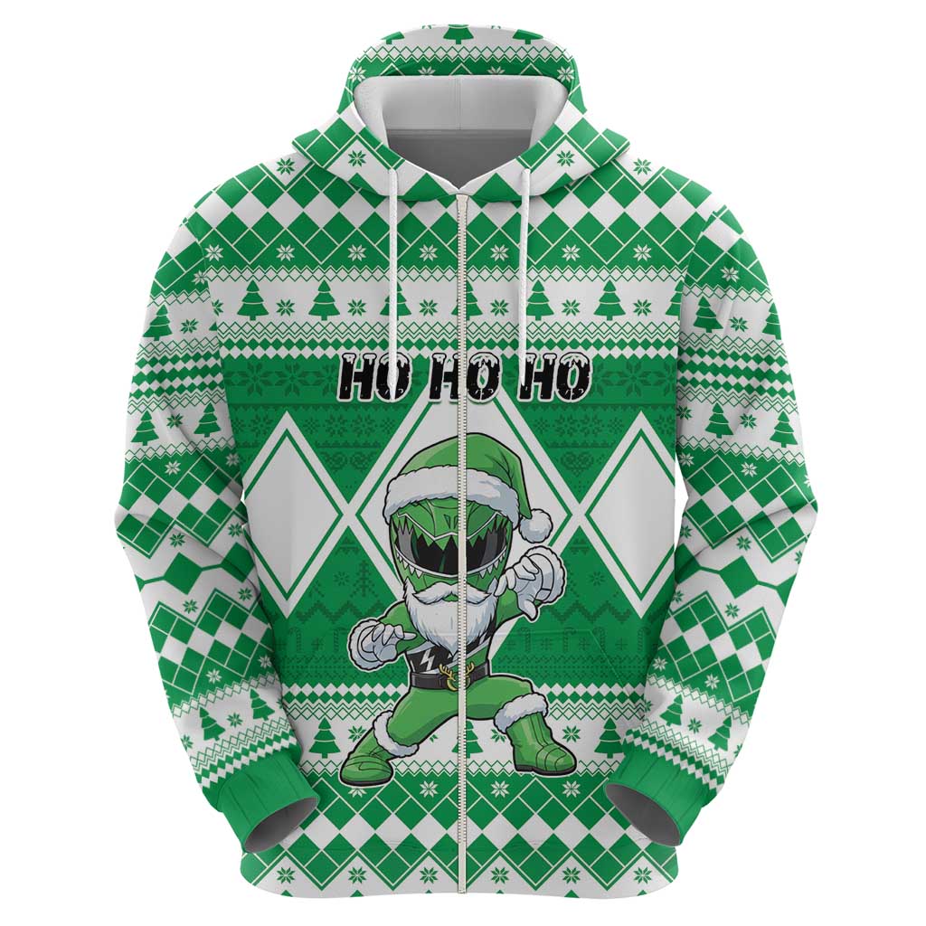 Personalized Power Green Ranger Santa Claus Hoodie Funny Christmas - Wonder Print Shop
