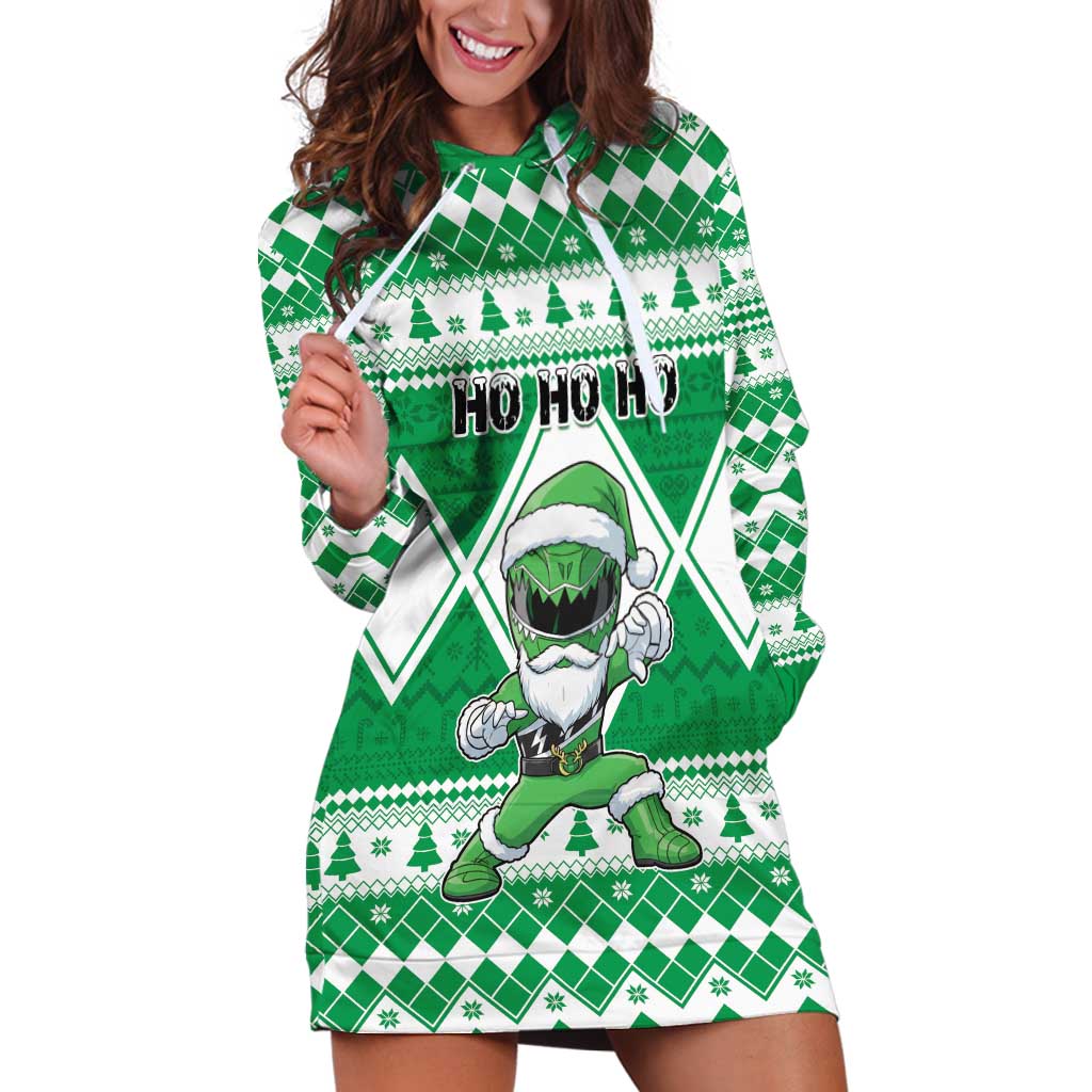 Personalized Power Green Ranger Santa Claus Hoodie Dress Funny Christmas - Wonder Print Shop