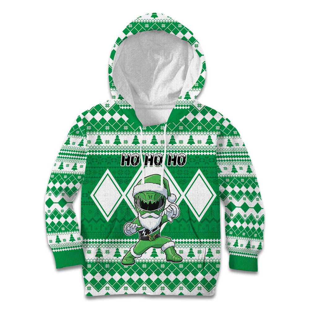 Personalized Power Green Ranger Santa Claus Kid Hoodie Funny Christmas - Wonder Print Shop