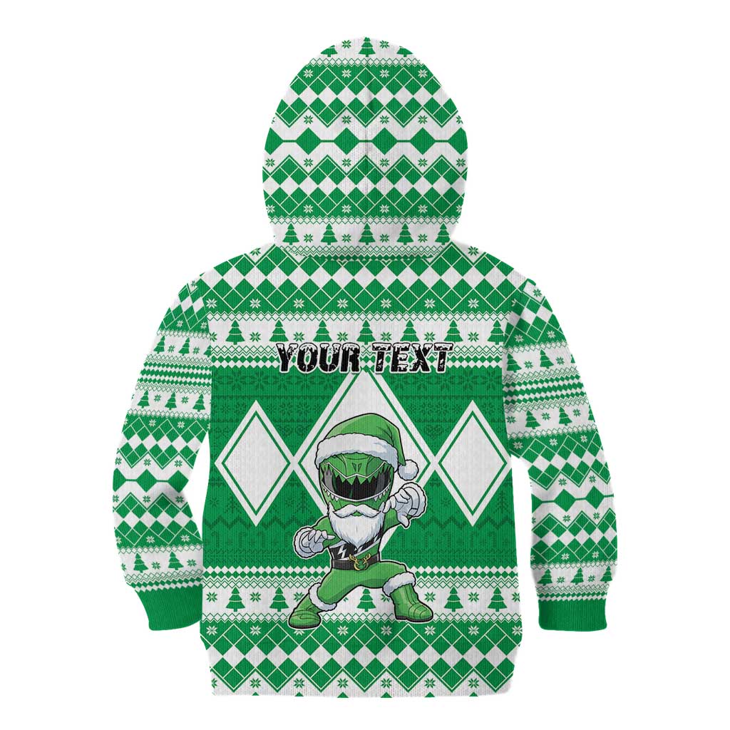 Personalized Power Green Ranger Santa Claus Kid Hoodie Funny Christmas - Wonder Print Shop