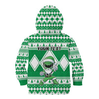 Personalized Power Green Ranger Santa Claus Kid Hoodie Funny Christmas - Wonder Print Shop