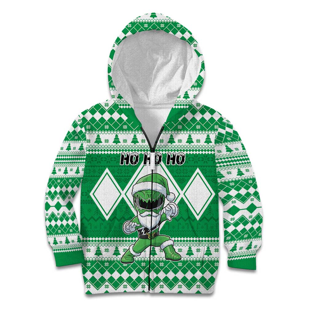 Personalized Power Green Ranger Santa Claus Kid Hoodie Funny Christmas - Wonder Print Shop