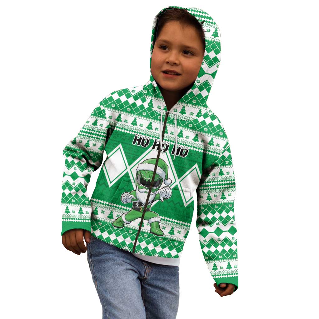 Personalized Power Green Ranger Santa Claus Kid Hoodie Funny Christmas - Wonder Print Shop