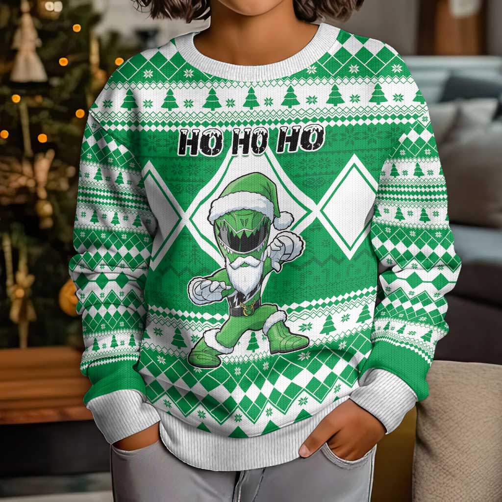 Power Green Ranger Santa Claus Kid Ugly Christmas Sweater Funny Christmas - Wonder Print Shop