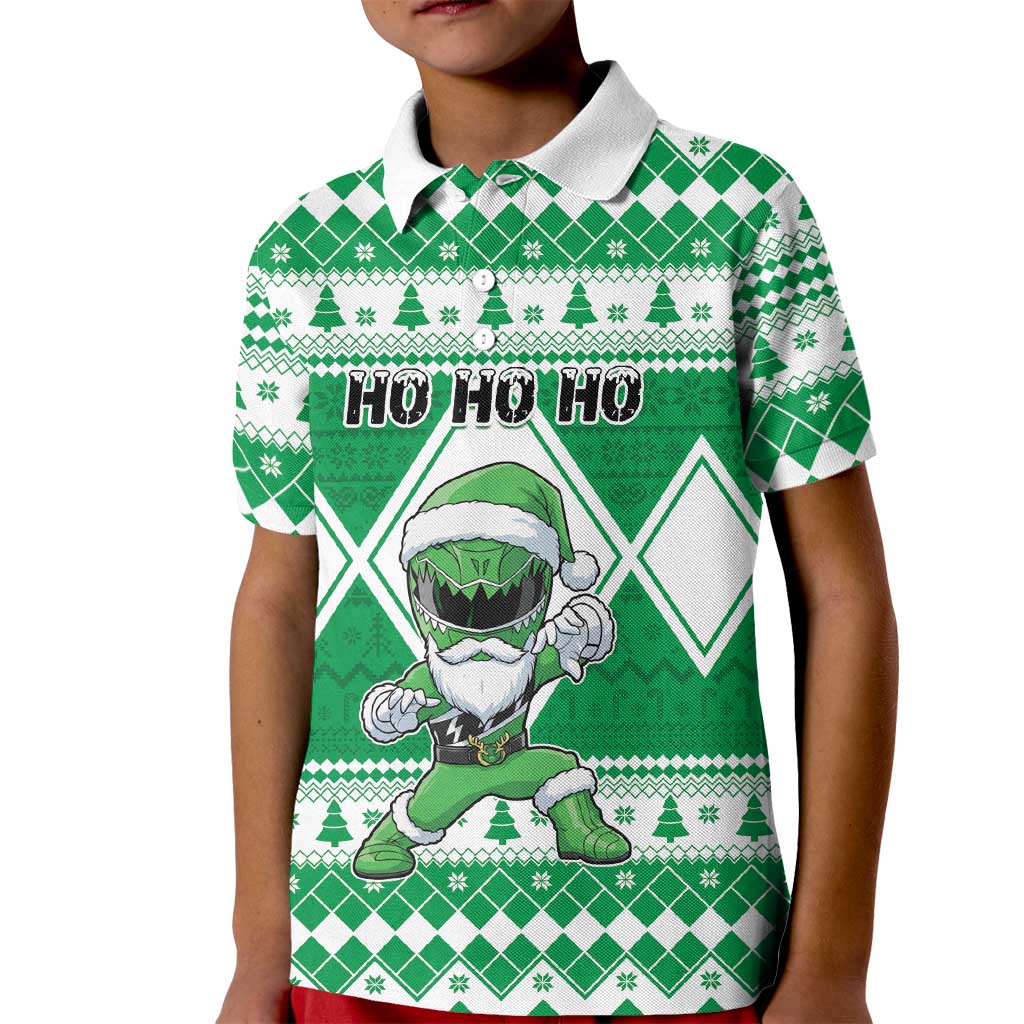 Personalized Power Green Ranger Santa Claus Kid Polo Shirt Funny Christmas - Wonder Print Shop