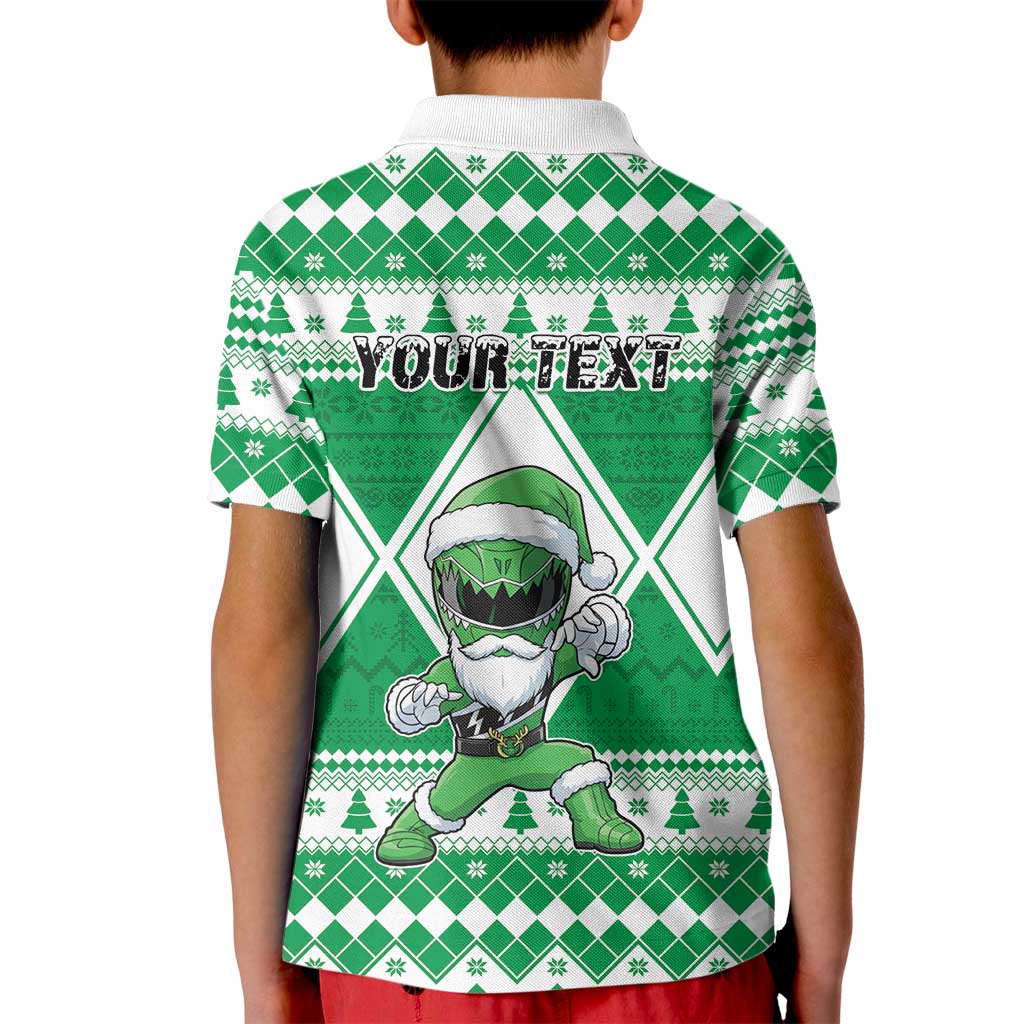 Personalized Power Green Ranger Santa Claus Kid Polo Shirt Funny Christmas - Wonder Print Shop