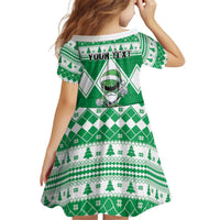 Personalized Power Green Ranger Santa Claus Kid Short Sleeve Dress Funny Christmas - Wonder Print Shop