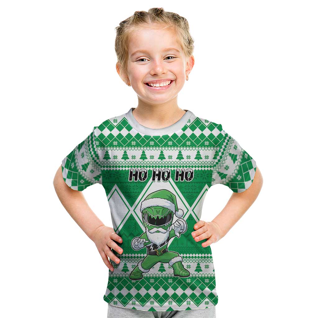 Personalized Power Green Ranger Santa Claus Kid T Shirt Funny Christmas - Wonder Print Shop