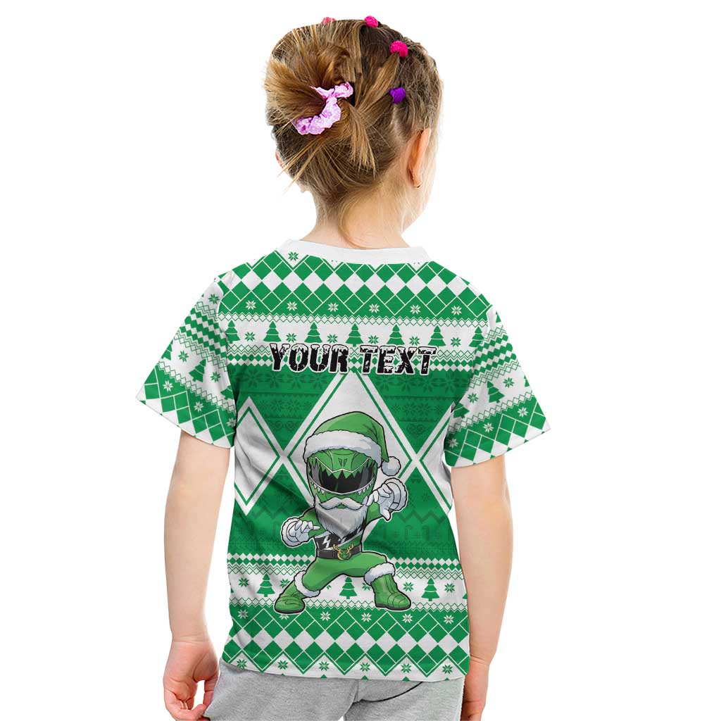 Personalized Power Green Ranger Santa Claus Kid T Shirt Funny Christmas - Wonder Print Shop