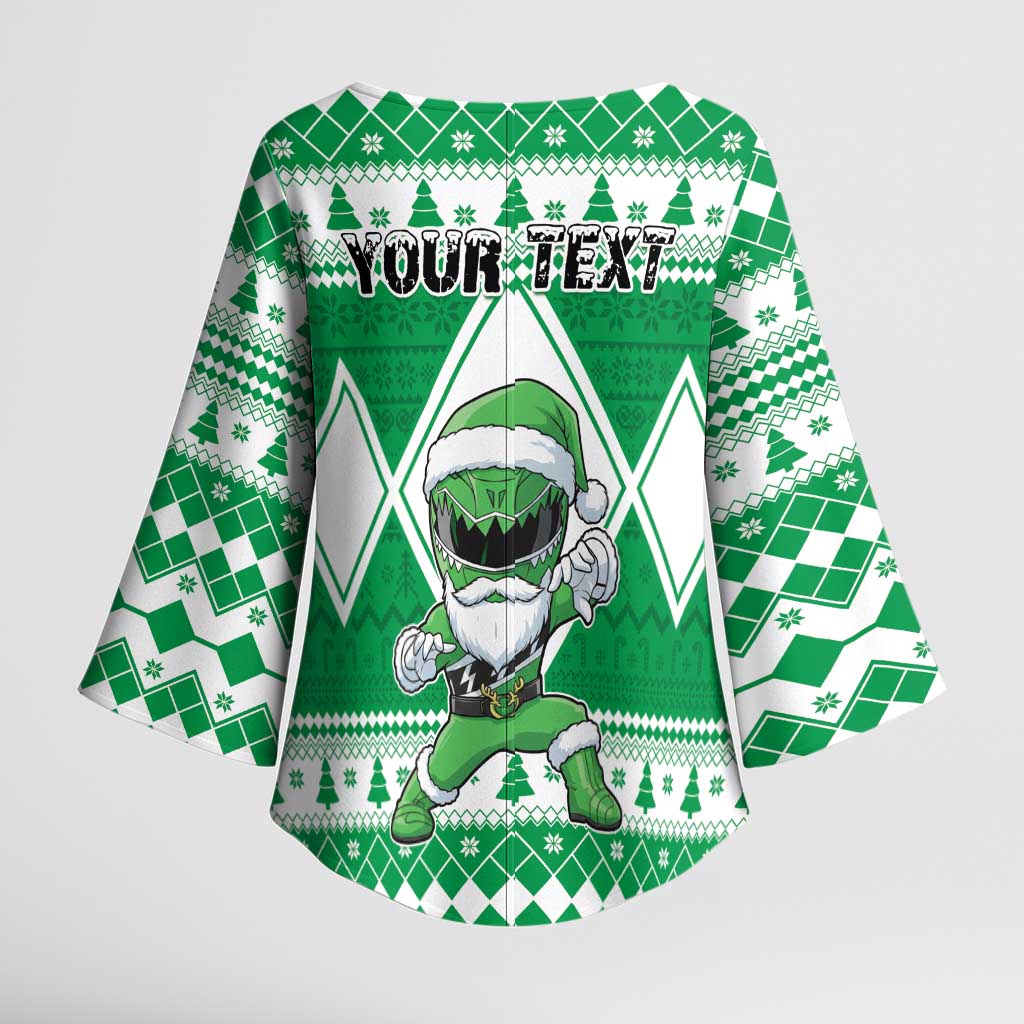 Personalized Power Green Ranger Santa Claus Kimono Sleeve Blouse Funny Christmas - Wonder Print Shop
