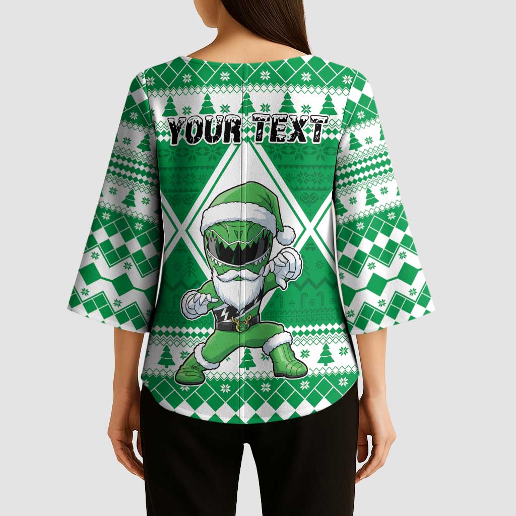 Personalized Power Green Ranger Santa Claus Kimono Sleeve Blouse Funny Christmas - Wonder Print Shop