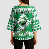 Personalized Power Green Ranger Santa Claus Kimono Sleeve Blouse Funny Christmas - Wonder Print Shop