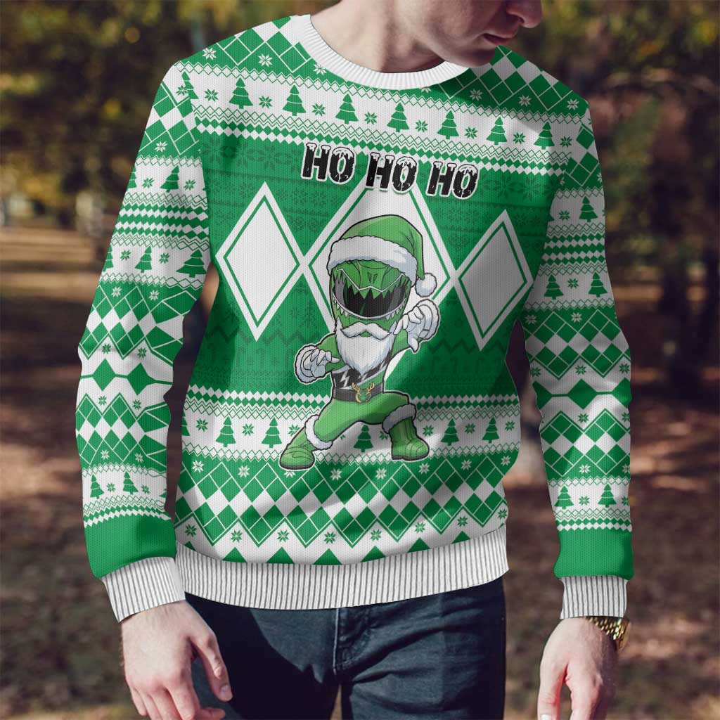 Power Green Ranger Santa Claus Ugly Christmas Sweater Funny Christmas - Wonder Print Shop