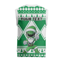Power Green Ranger Santa Claus Christmas Knitted V-Neck Vest Funny Christmas - Wonder Print Shop