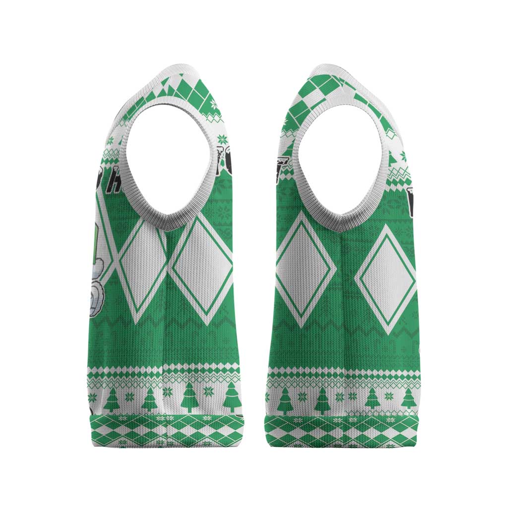 Power Green Ranger Santa Claus Christmas Knitted V-Neck Vest Funny Christmas - Wonder Print Shop