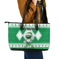 Power Green Ranger Santa Claus Leather Tote Bag Funny Christmas - Wonder Print Shop