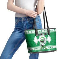 Power Green Ranger Santa Claus Leather Tote Bag Funny Christmas - Wonder Print Shop