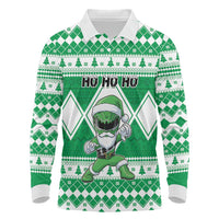 Personalized Power Green Ranger Santa Claus Long Sleeve Polo Shirt Funny Christmas - Wonder Print Shop