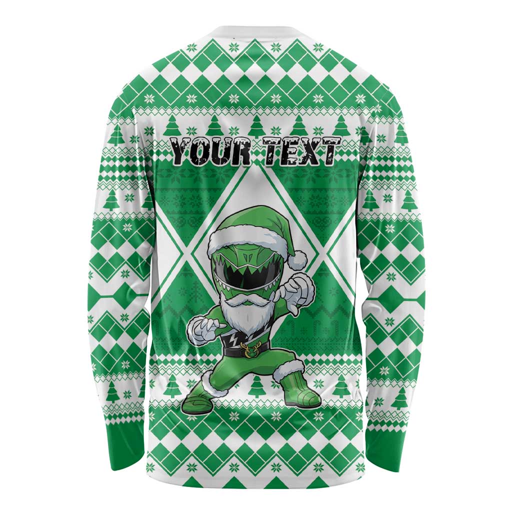 Personalized Power Green Ranger Santa Claus Long Sleeve Shirt Funny Christmas - Wonder Print Shop