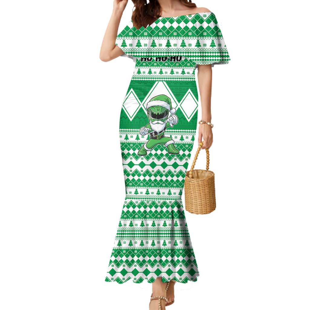 Personalized Power Green Ranger Santa Claus Mermaid Dress Funny Christmas - Wonder Print Shop