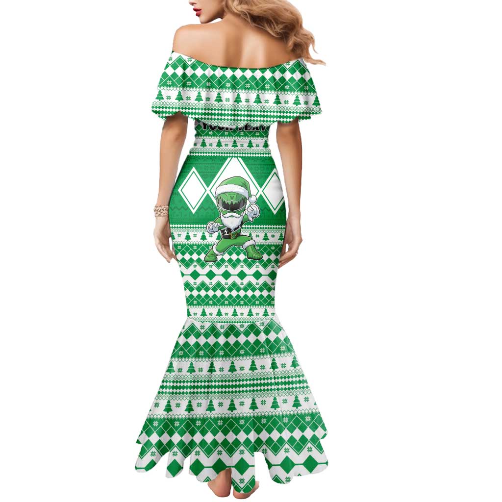 Personalized Power Green Ranger Santa Claus Mermaid Dress Funny Christmas - Wonder Print Shop