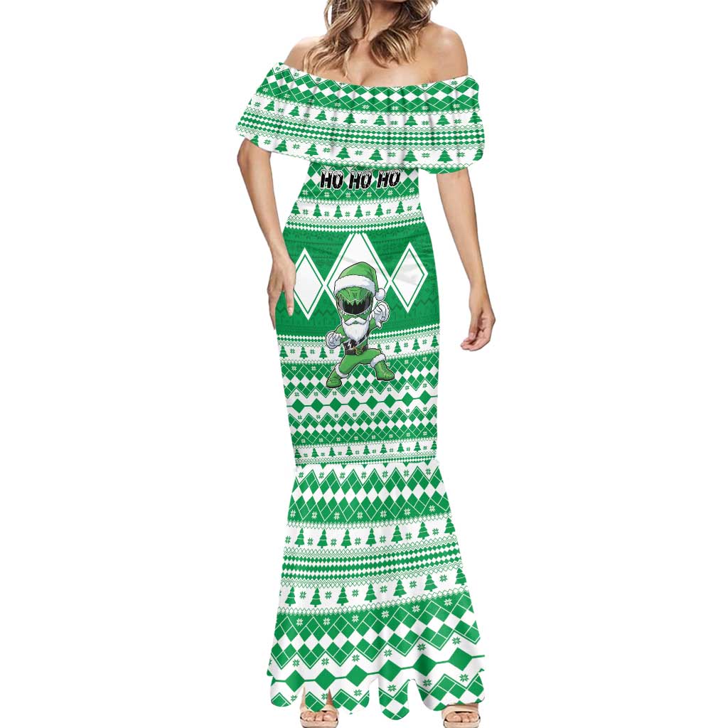 Personalized Power Green Ranger Santa Claus Mermaid Dress Funny Christmas - Wonder Print Shop