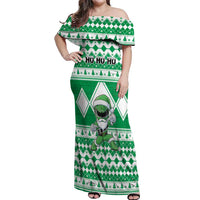Personalized Power Green Ranger Santa Claus Off Shoulder Maxi Dress Funny Christmas - Wonder Print Shop