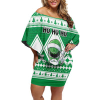 Personalized Power Green Ranger Santa Claus Off Shoulder Short Dress Funny Christmas - Wonder Print Shop