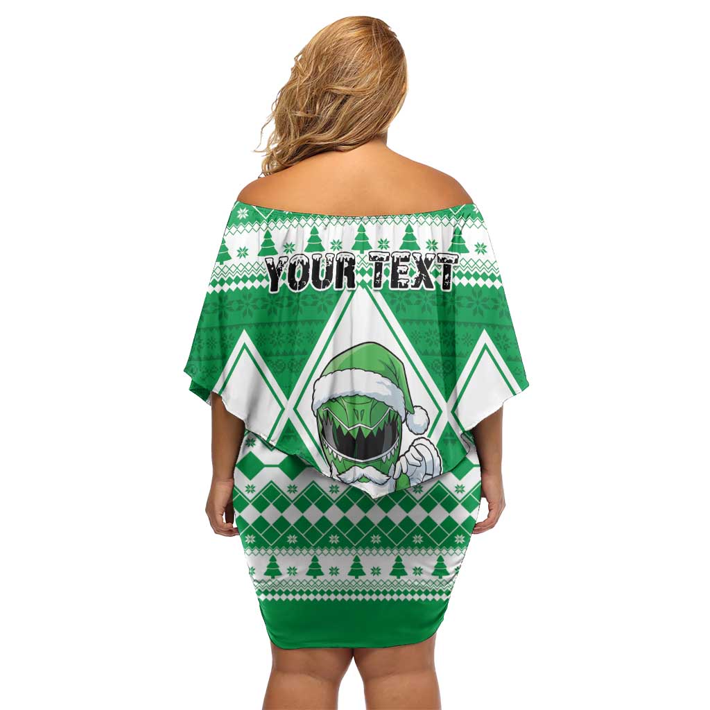 Personalized Power Green Ranger Santa Claus Off Shoulder Short Dress Funny Christmas - Wonder Print Shop