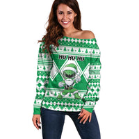 Personalized Power Green Ranger Santa Claus Off Shoulder Sweater Funny Christmas - Wonder Print Shop