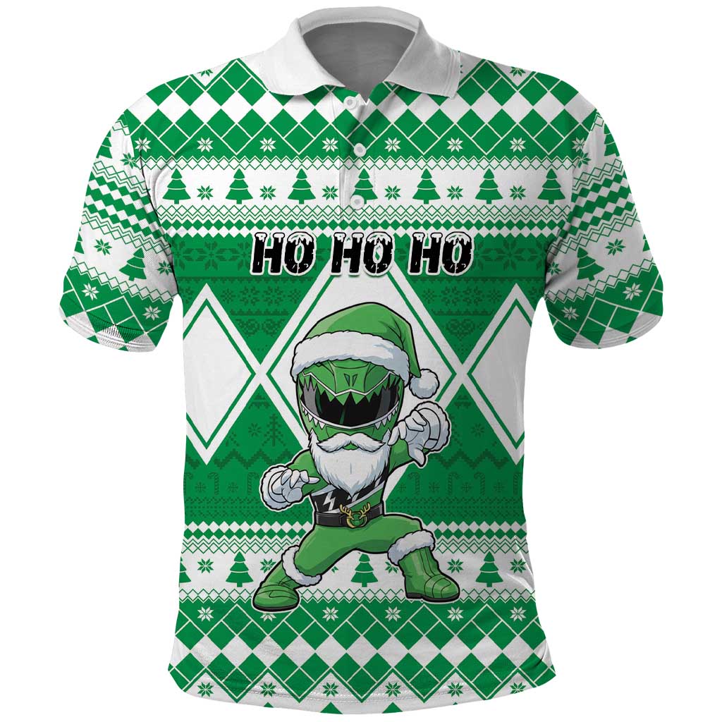 Personalized Power Green Ranger Santa Claus Polo Shirt Funny Christmas - Wonder Print Shop