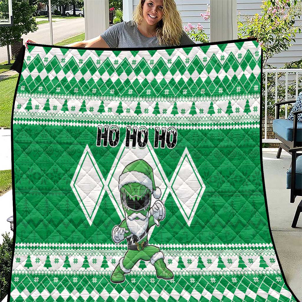 Power Green Ranger Santa Claus Quilt Funny Christmas - Wonder Print Shop